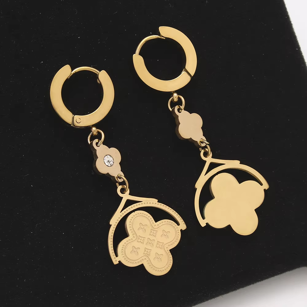 18K Gold Plated Zircon Dangling Trendy Wedding Earrings Stainless Steel Luxury Fashion Jewelry for Women