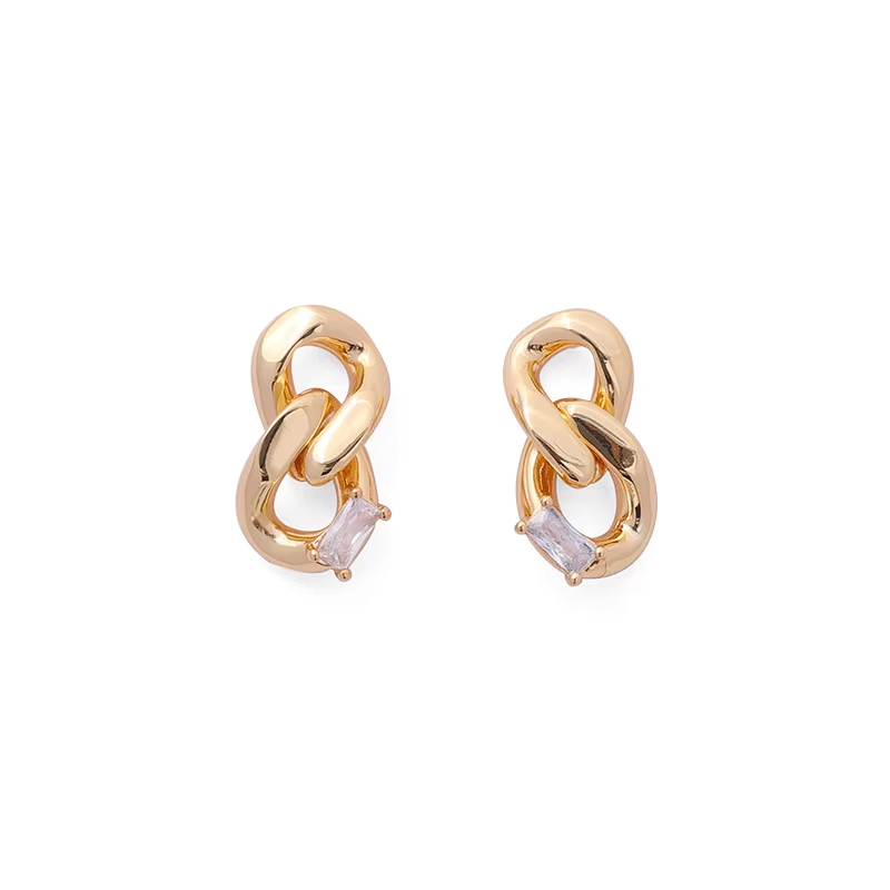 18k Genuine Gold/zircon Plated Chain, Classic New Style, Trendy and Fashionable Temperament, Brass Earrings for Women