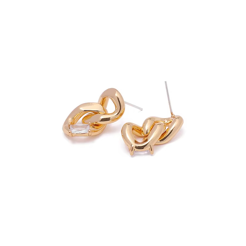 18k Genuine Gold/zircon Plated Chain, Classic New Style, Trendy and Fashionable Temperament, Brass Earrings for Women