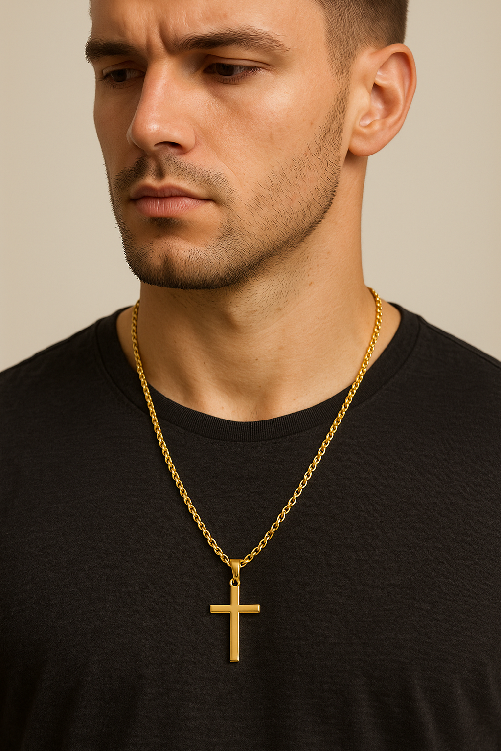 20 Inch Gold Cross Chain Necklace for Men | Classic Faithful Style