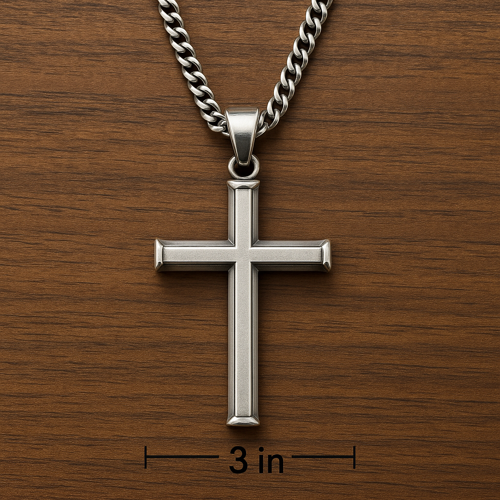 Bold 3 Inch Cross Pendant Necklace for Men – Stainless Steel Religious Jewelry