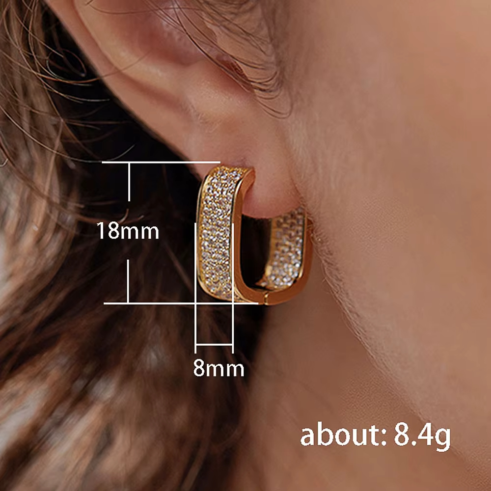 6 Color Hot Selling Hip Hop Paved CZ Hoop Zircon Earrings for Men Women Silver Gold Color Ladies Earrings Fashion Jewelry