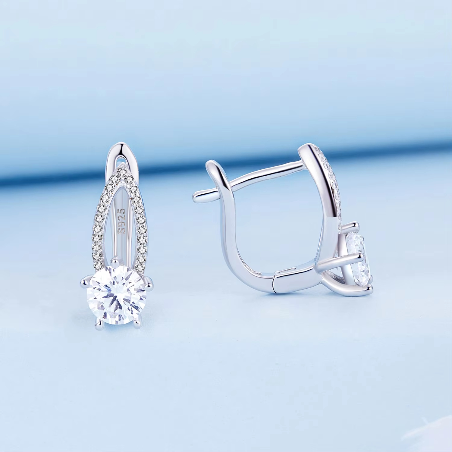 925 Silver Jewelry 2023 Luxury Zircon Earrings Custom Gold Plated Hoop Geometric Unique Earrings for Women