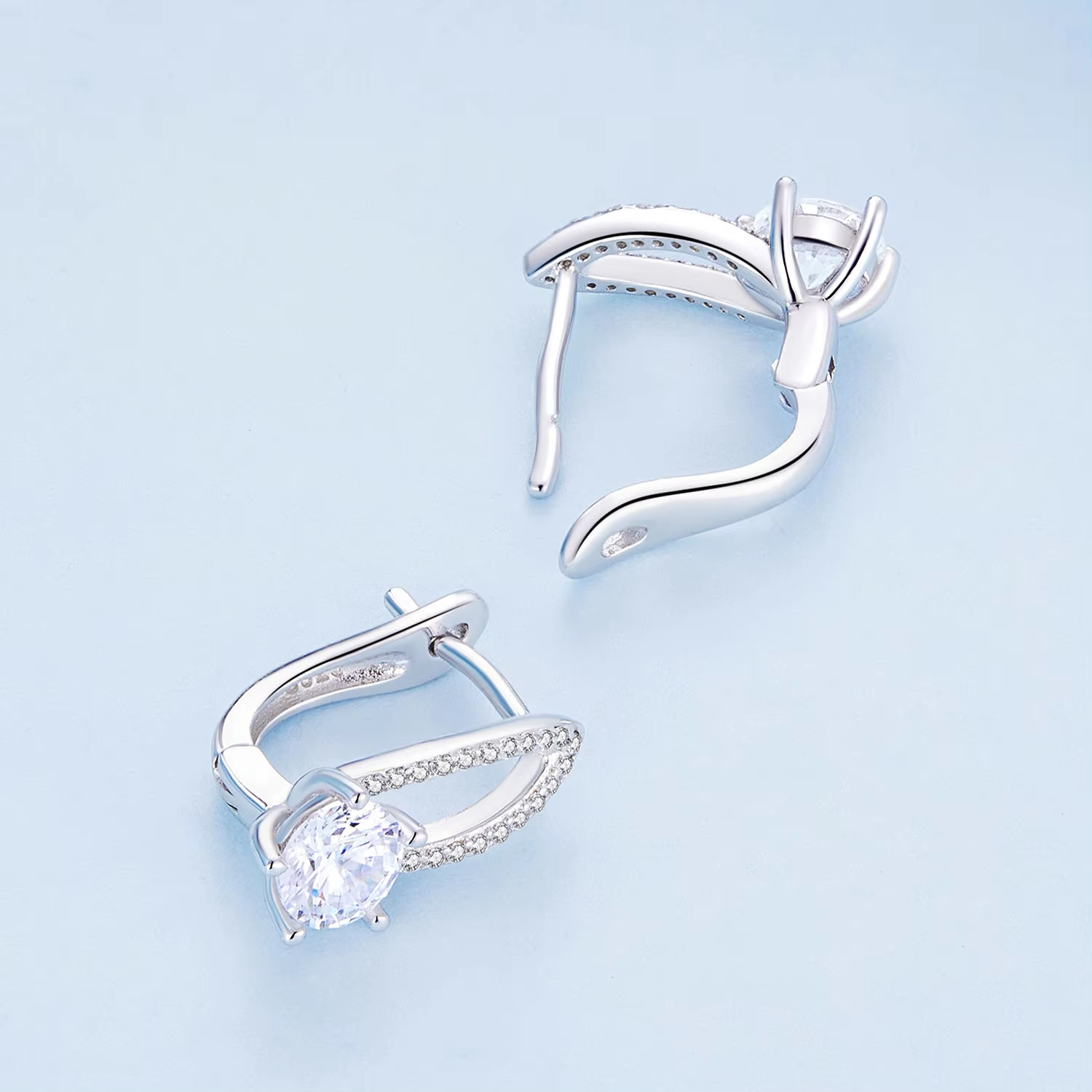 925 Silver Jewelry 2023 Luxury Zircon Earrings Custom Gold Plated Hoop Geometric Unique Earrings for Women