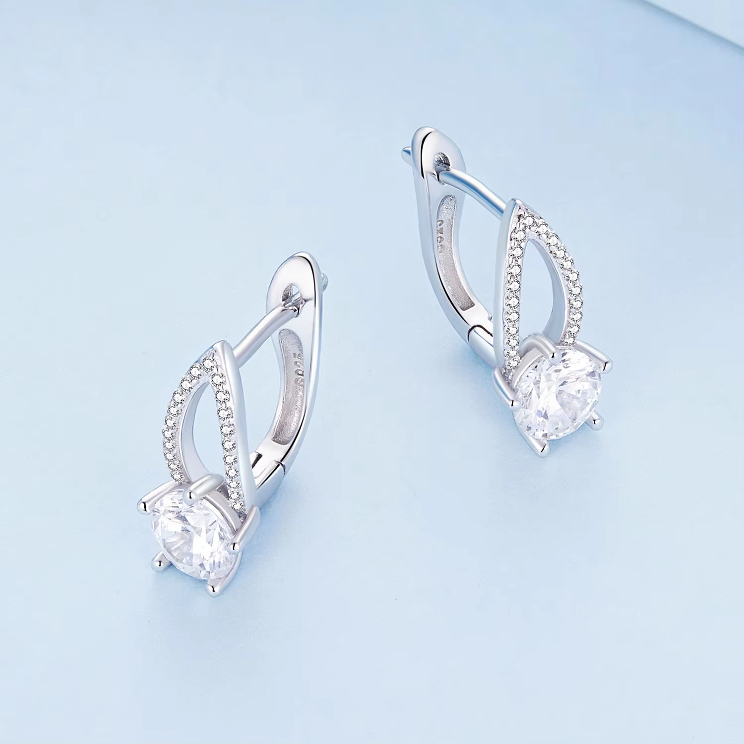 925 Silver Jewelry 2023 Luxury Zircon Earrings Custom Gold Plated Hoop Geometric Unique Earrings for Women
