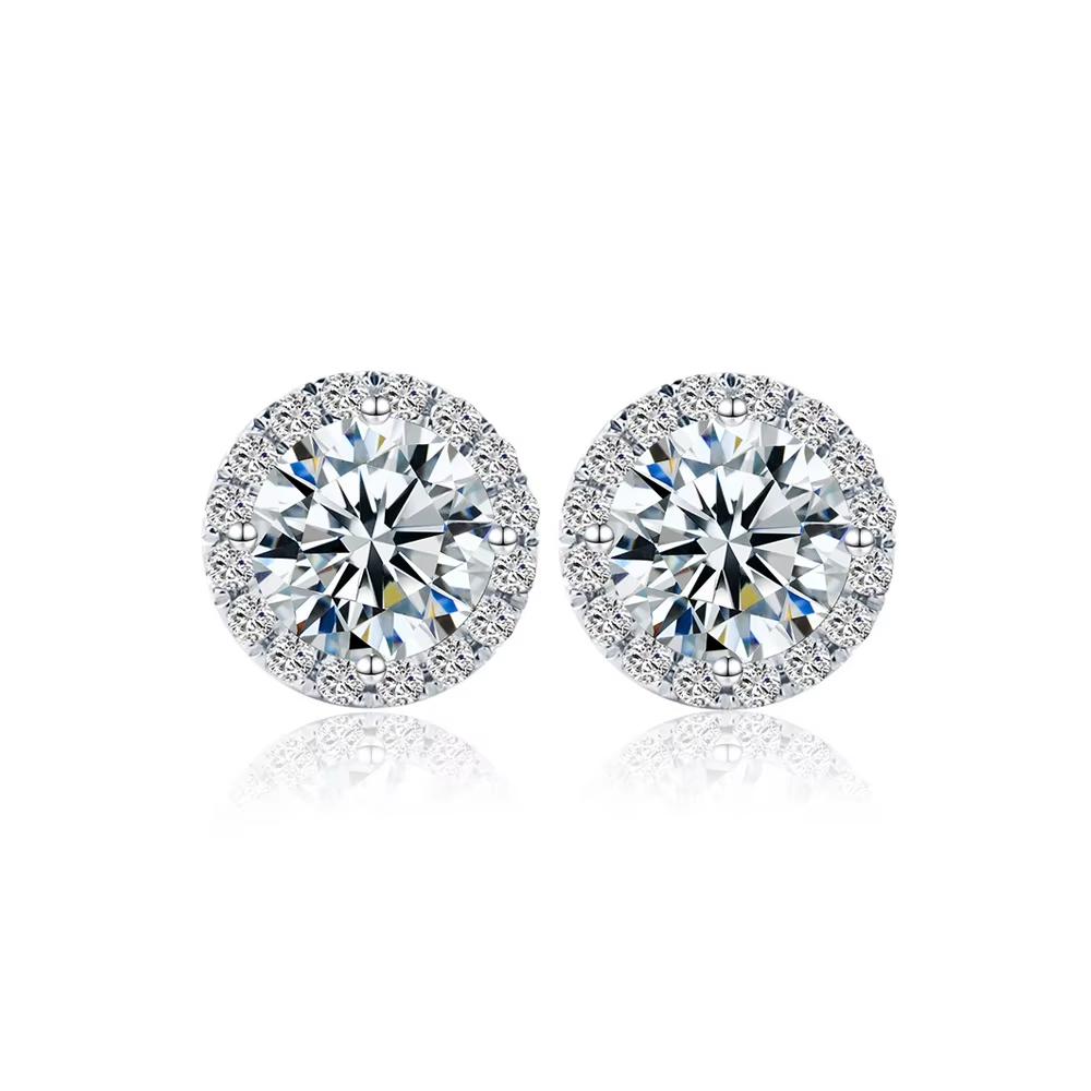 925 Silver Wedding Earrings Making Supplies 6mm Round Cut Cubic Zircon 925 Sterling Silver Stud Earrings for Ladies Jewelry