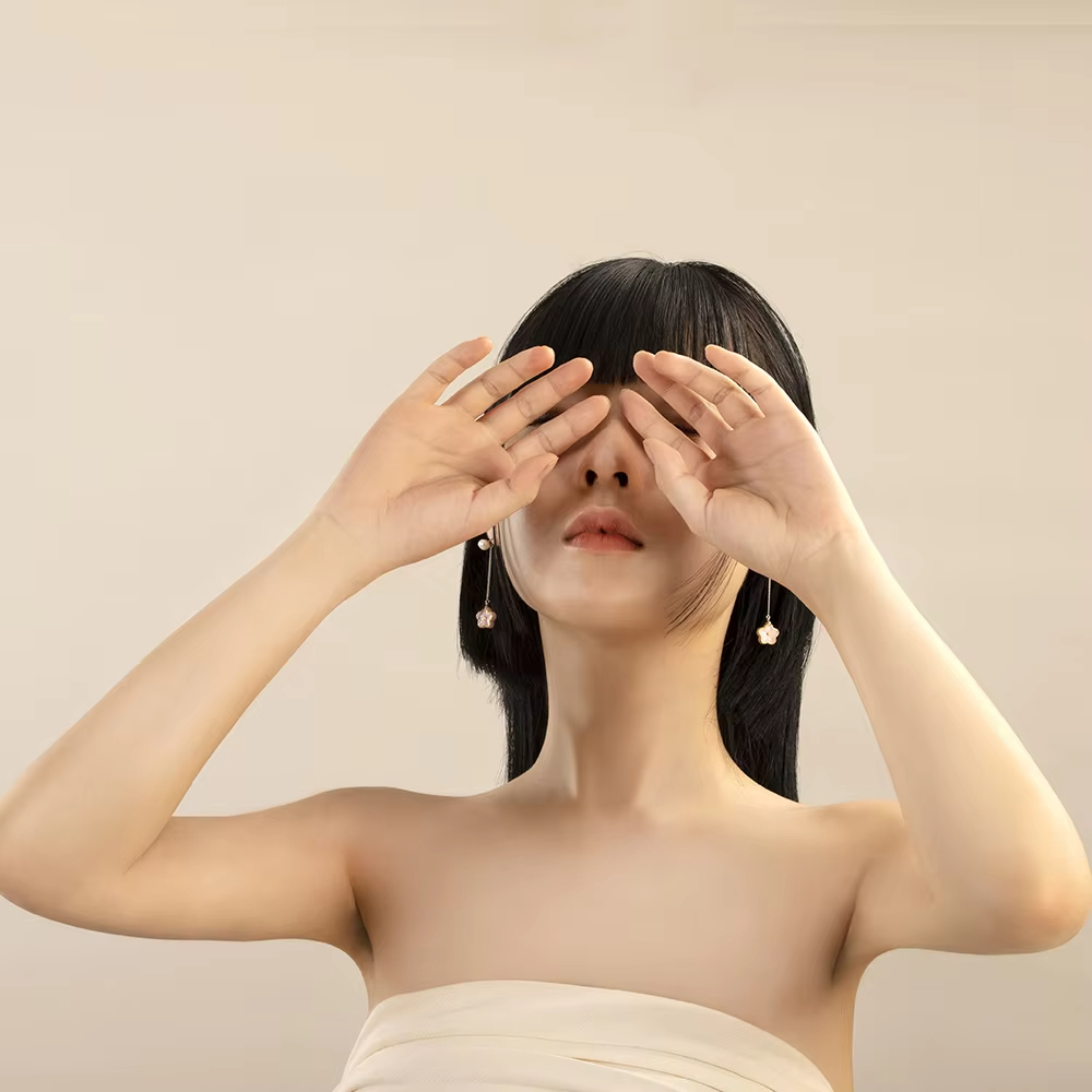 925 Sterling Silver Earrings Peach Blossom Pearl Ear Stud Hypoallergenic Drop Design Crystal Fashion Accessories