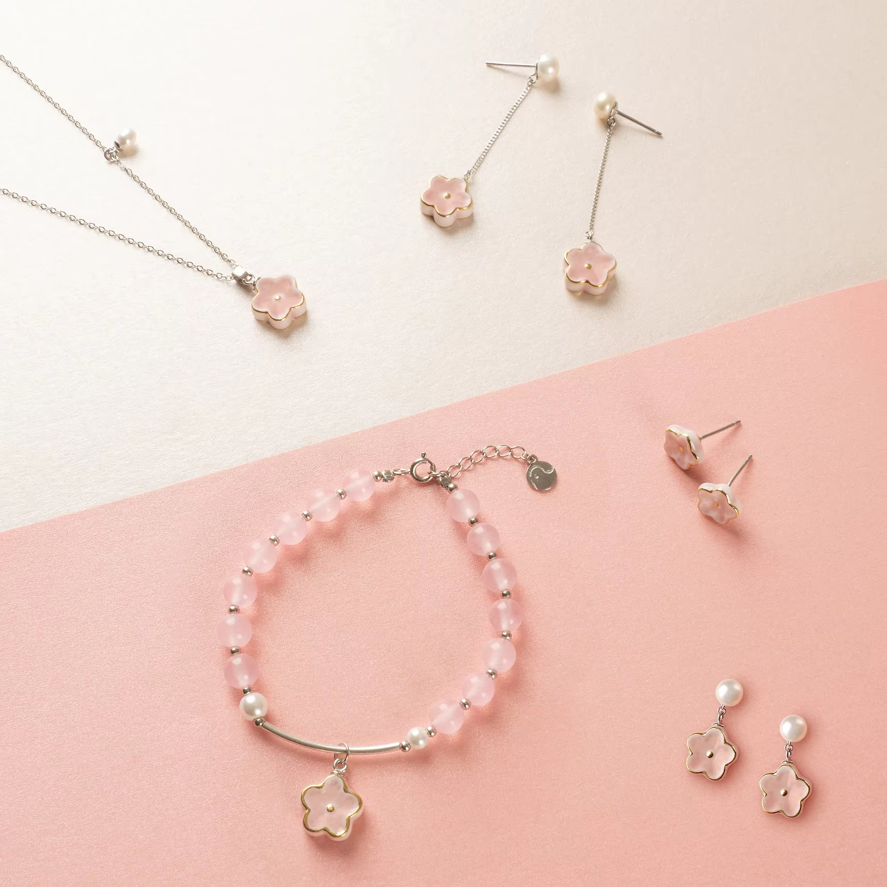 925 Sterling Silver Earrings Peach Blossom Pearl Ear Stud Hypoallergenic Drop Design Crystal Fashion Accessories