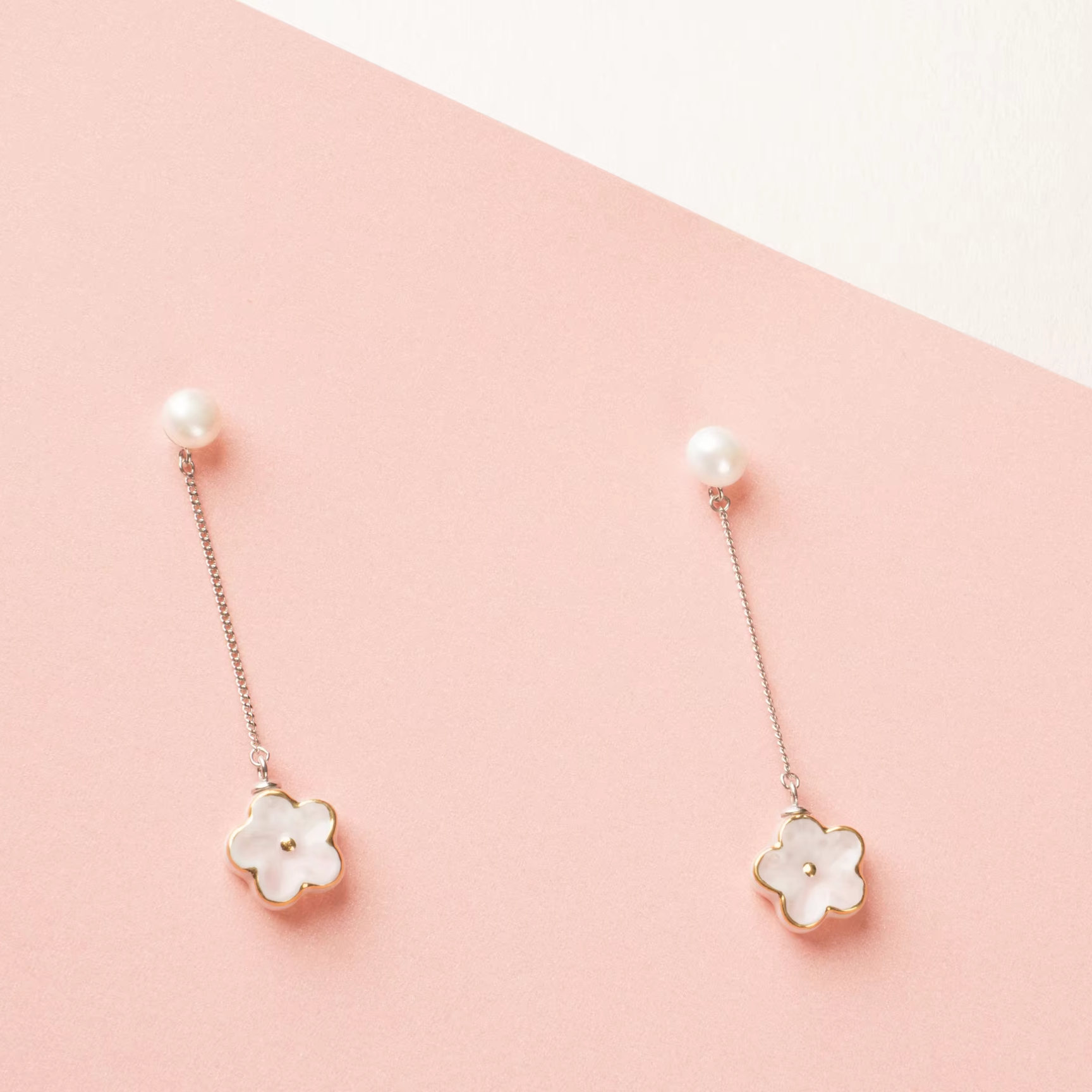 925 Sterling Silver Earrings Peach Blossom Pearl Ear Stud Hypoallergenic Drop Design Crystal Fashion Accessories