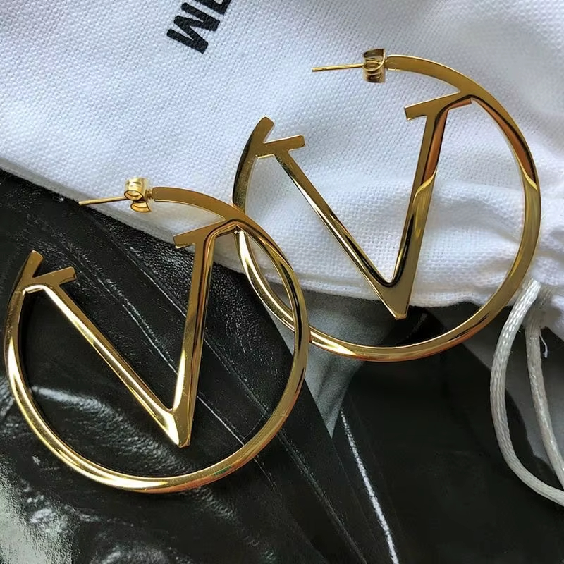 18k Gold Stainless Steel Luxury Jewelry Famous Brand Designer Inspired Hoop Earrings Designer Jewelry for Women