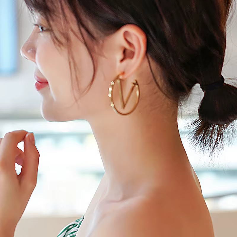 18k Gold Stainless Steel Luxury Jewelry Famous Brand Designer Inspired Hoop Earrings Designer Jewelry for Women