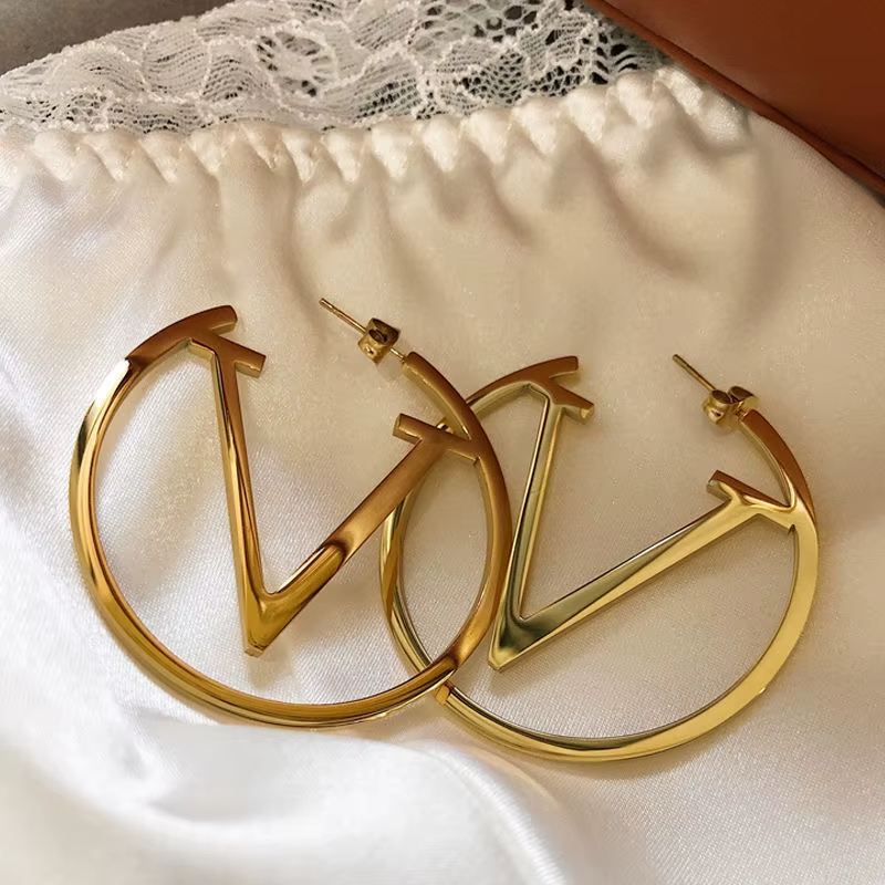 18k Gold Stainless Steel Luxury Jewelry Famous Brand Designer Inspired Hoop Earrings Designer Jewelry for Women