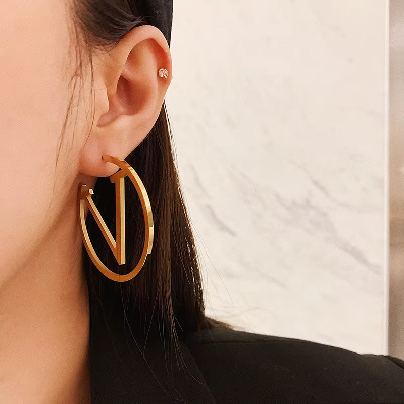 18k Gold Stainless Steel Luxury Jewelry Famous Brand Designer Inspired Hoop Earrings Designer Jewelry for Women