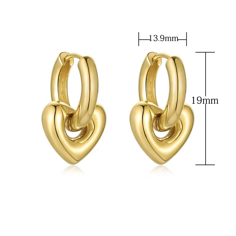 925 Sterling Silver Minimalist Heart-Shaped Frosted Earrings Fashionable Gold-Plated Jewelry Set with Pear Diamond Trendy Style