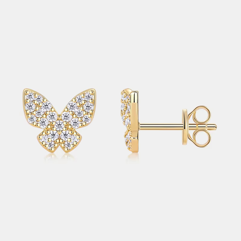 925 Sterling Silver Moissanite Butterfly Earrings Fashion Jewelry Earrings for Women Iced-Out Sparkle Elegant Design Earrings