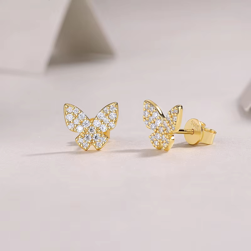 925 Sterling Silver Moissanite Butterfly Earrings Fashion Jewelry Earrings for Women Iced-Out Sparkle Elegant Design Earrings