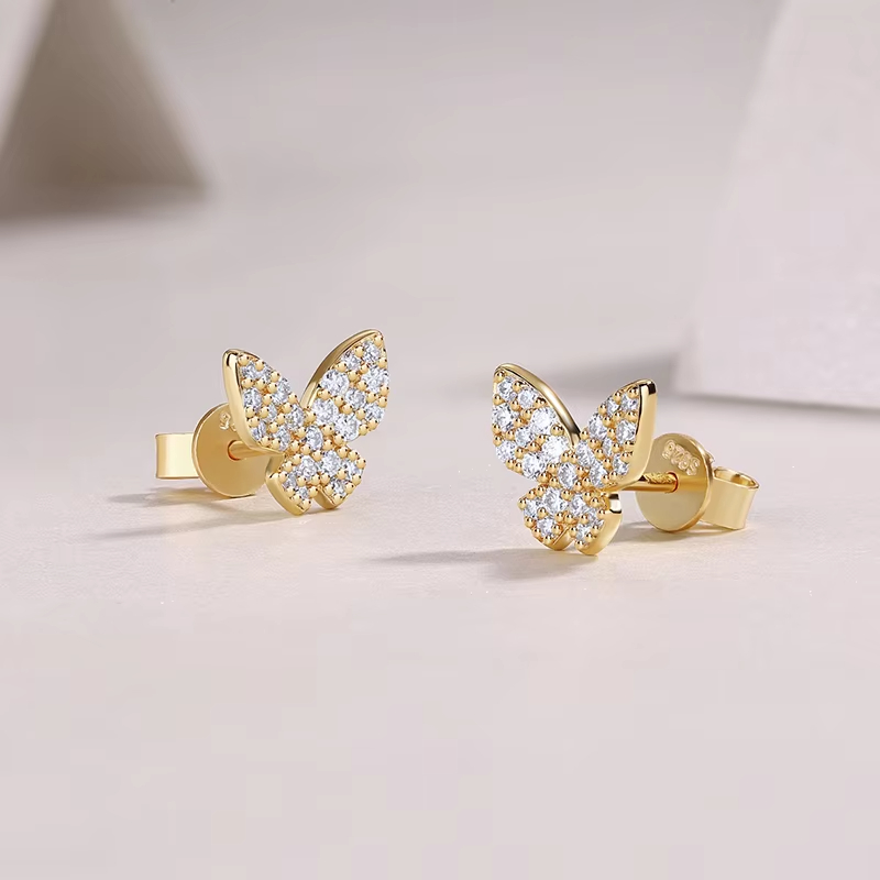 925 Sterling Silver Moissanite Butterfly Earrings Fashion Jewelry Earrings for Women Iced-Out Sparkle Elegant Design Earrings