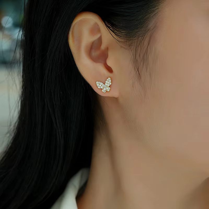 925 Sterling Silver Moissanite Butterfly Earrings Fashion Jewelry Earrings for Women Iced-Out Sparkle Elegant Design Earrings