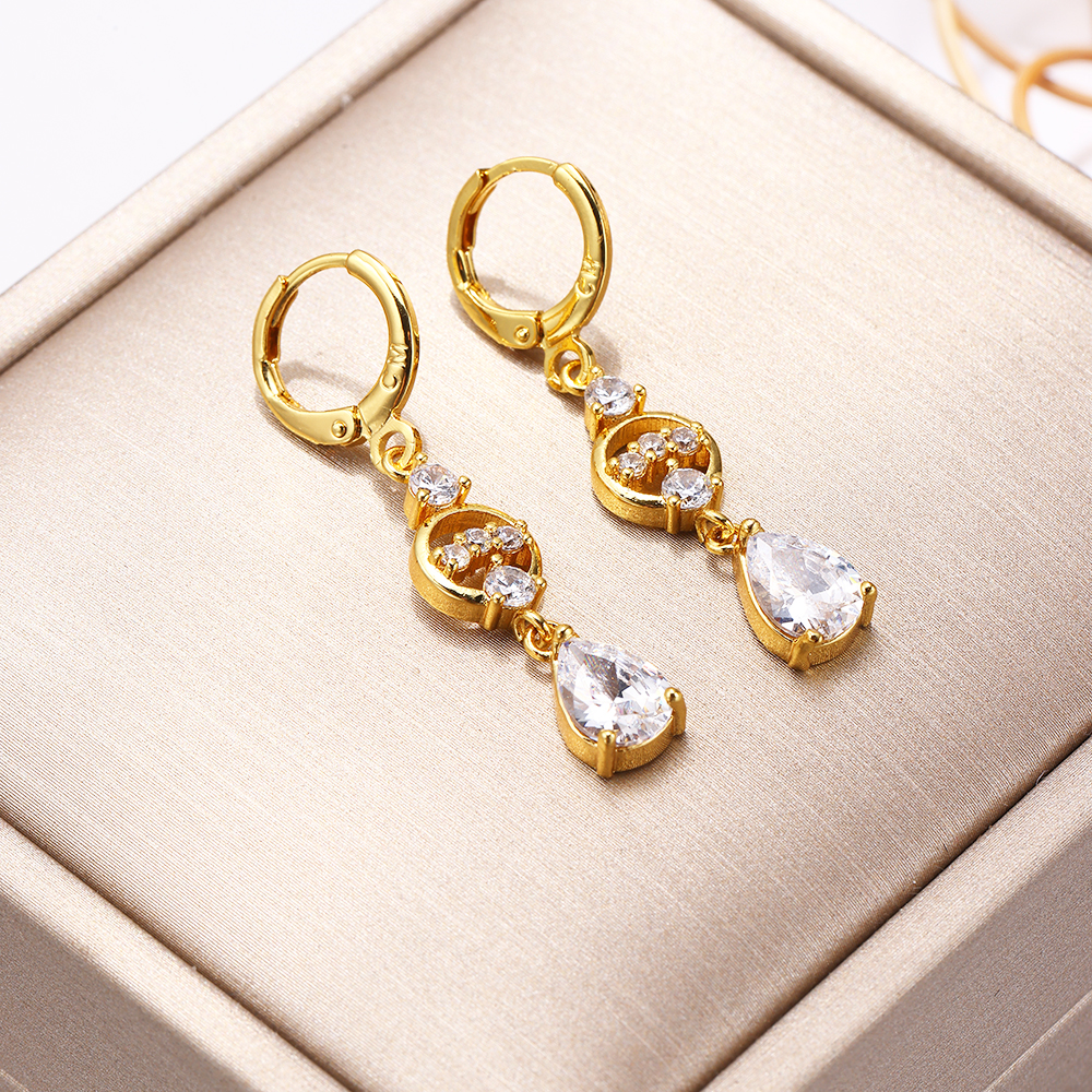 925 Sterling Silver Pear Cut Zircon Drop Earings Jewelry Women Fashion Design Earrings