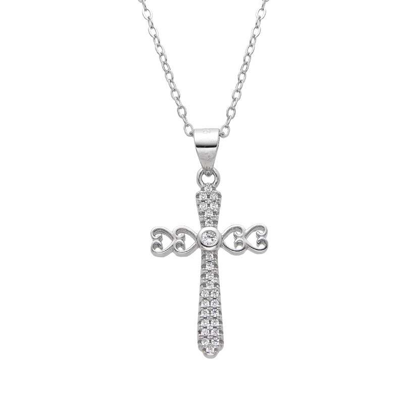 925 Sterling Silver Cross Necklace with Sparkling Diamonds | Elegant Diamante Cross Jewelry for Women