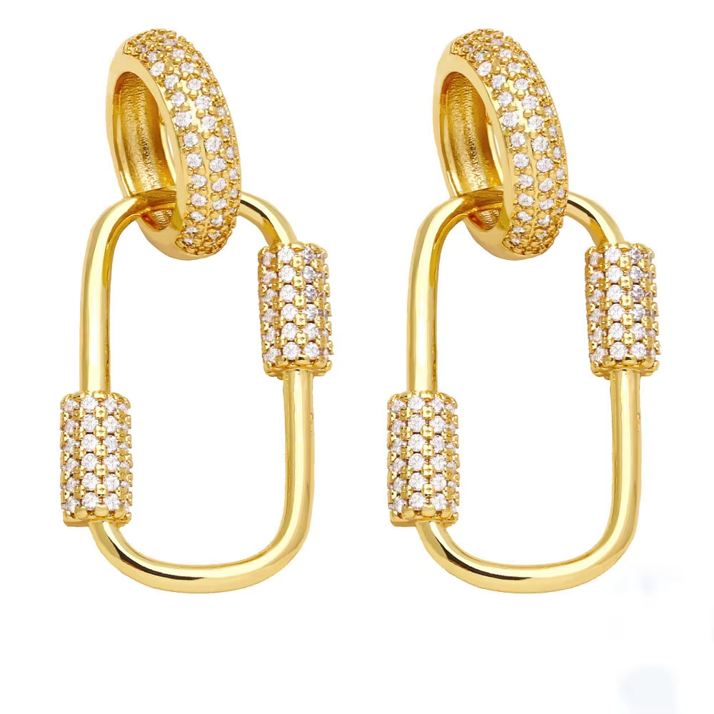 Advanced Metal studded 18K Gold Earrings Temperament Shiny Stainless Steel Diamond Earrings