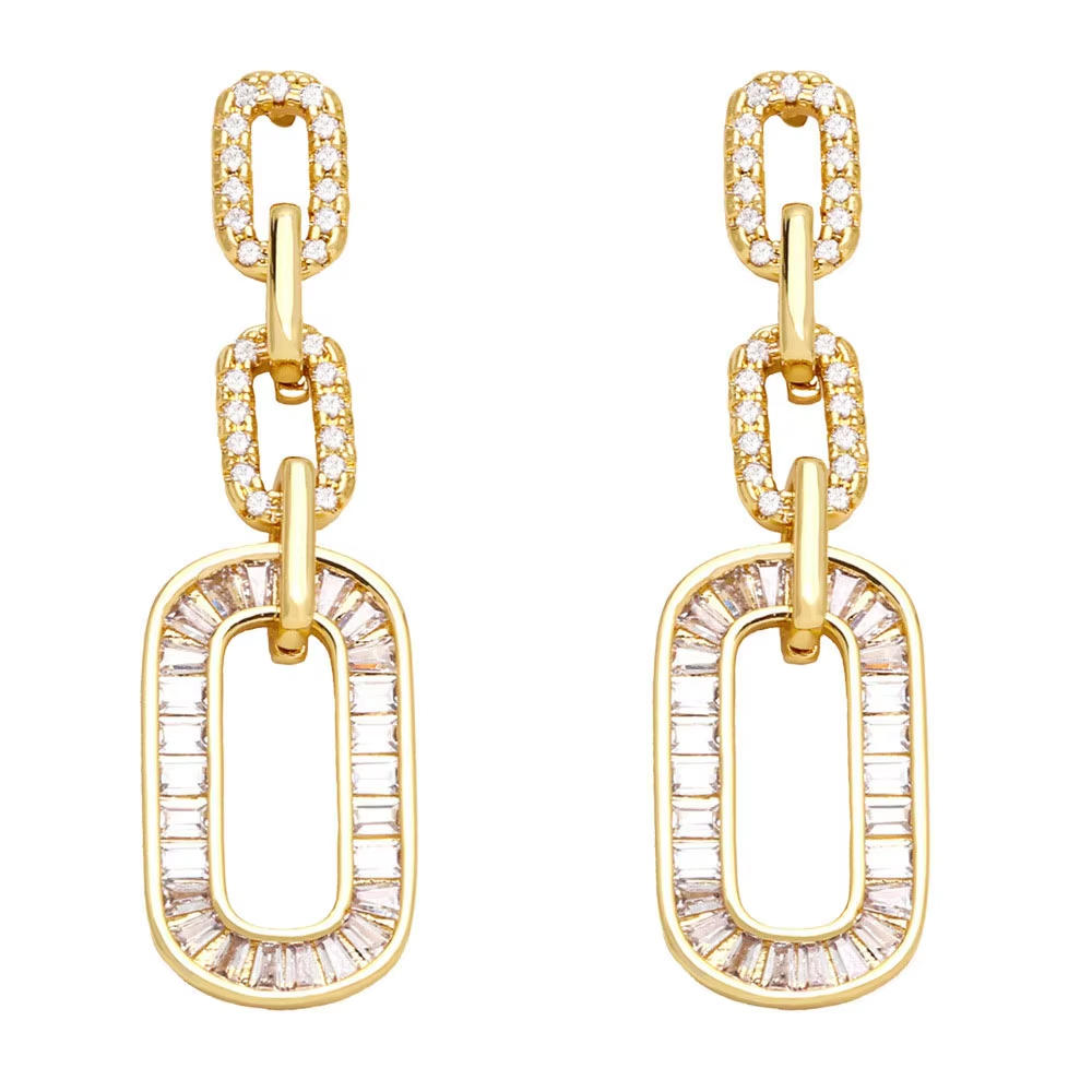 Advanced Metal studded 18K Gold Earrings Temperament Shiny Stainless Steel Diamond Earrings