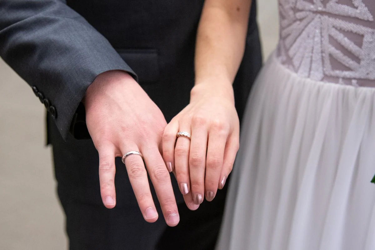 Affiliation Ring Finger Matching Bands For Couples Engagement Symbol