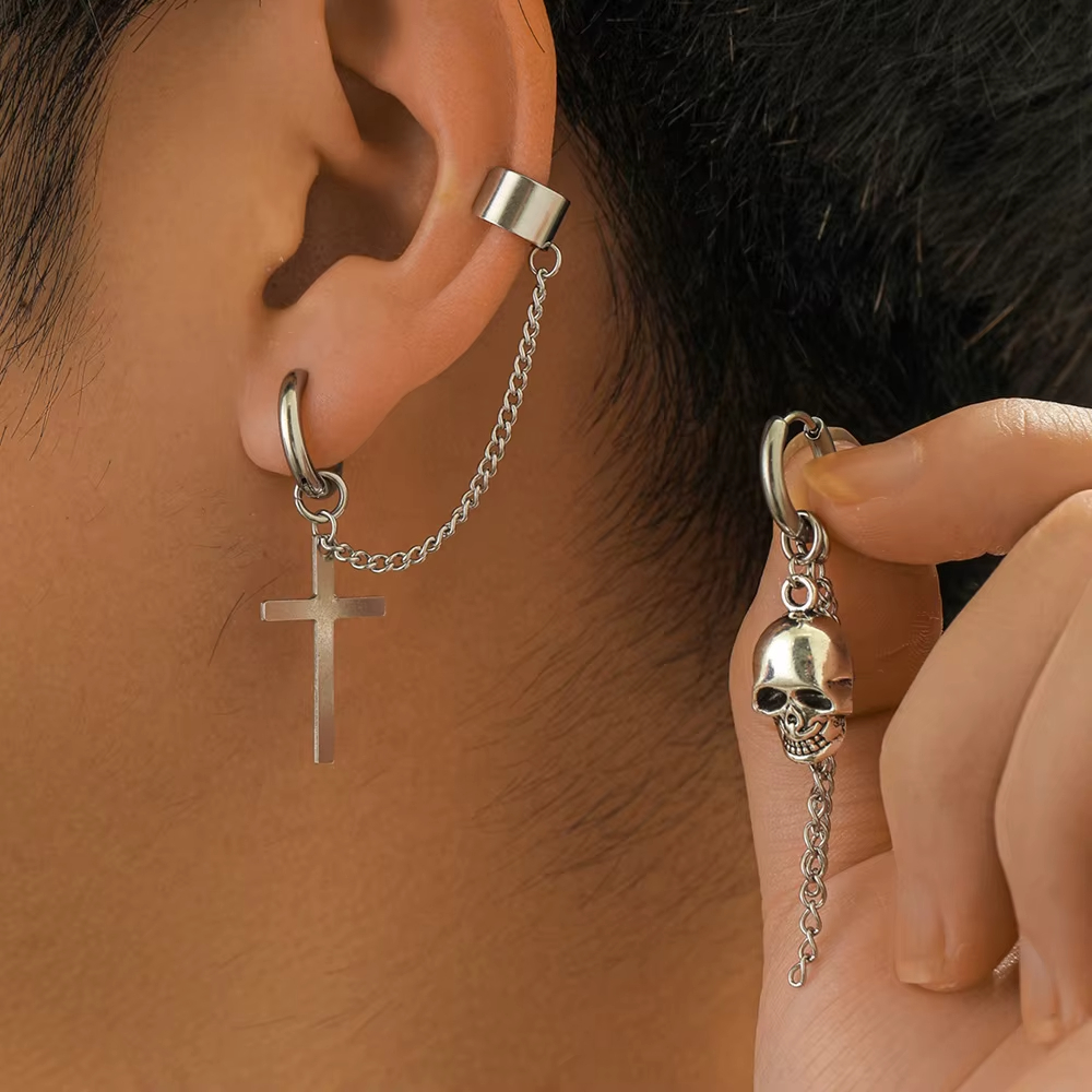 Asymmetrical Halloween Festival Stainless Steel Ear Cuff Fashion Earrings for Women Halloween Earring