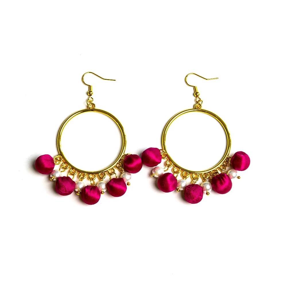 Best Selling Delicate Silk Multicolored Earrings Luxurious Style Silk Pearl Earrings For Party Collocation