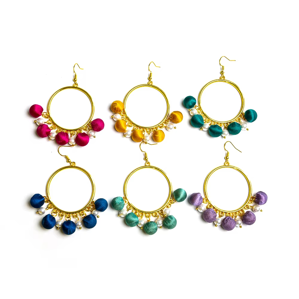 Best Selling Delicate Silk Multicolored Earrings Luxurious Style Silk Pearl Earrings For Party Collocation