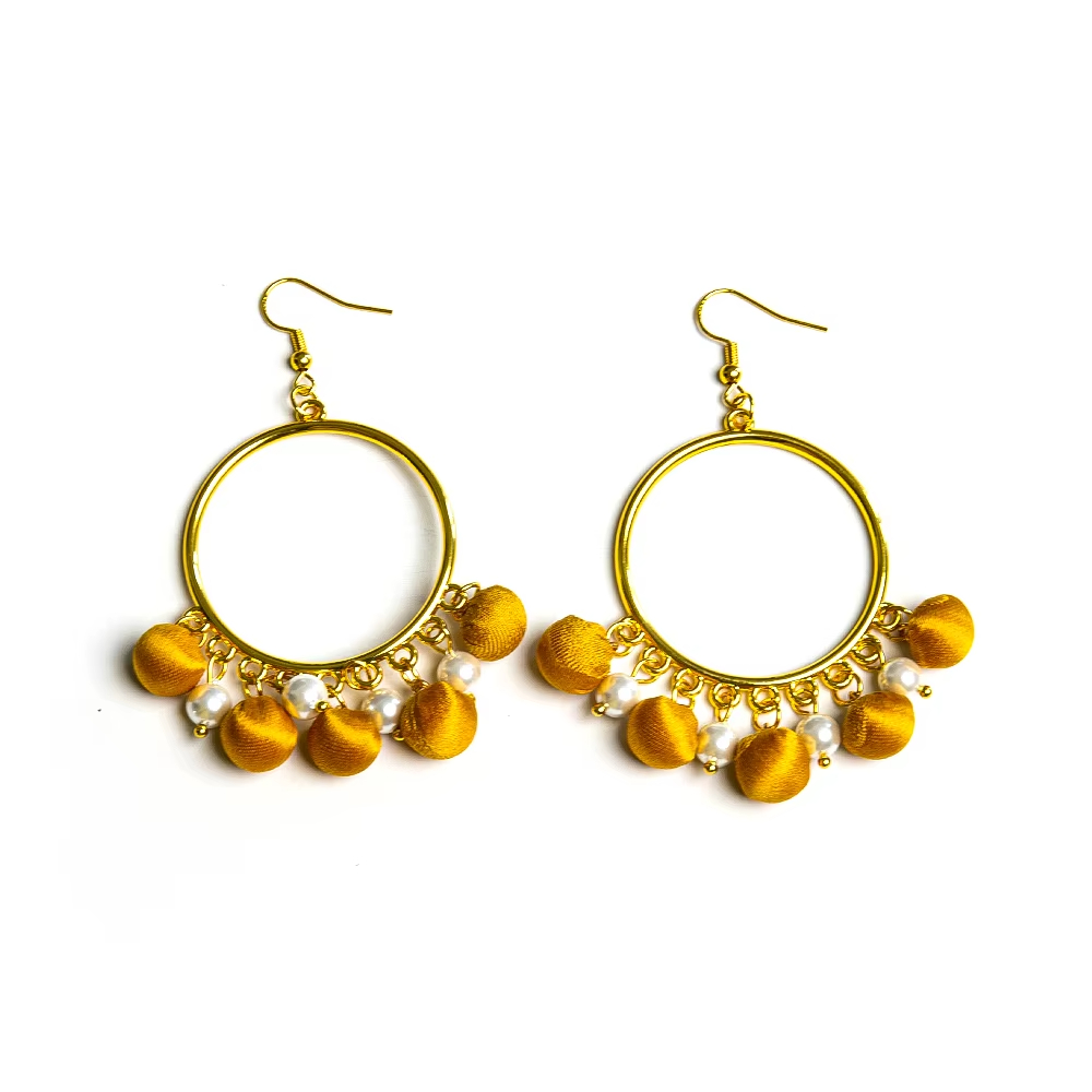 Best Selling Delicate Silk Multicolored Earrings Luxurious Style Silk Pearl Earrings For Party Collocation