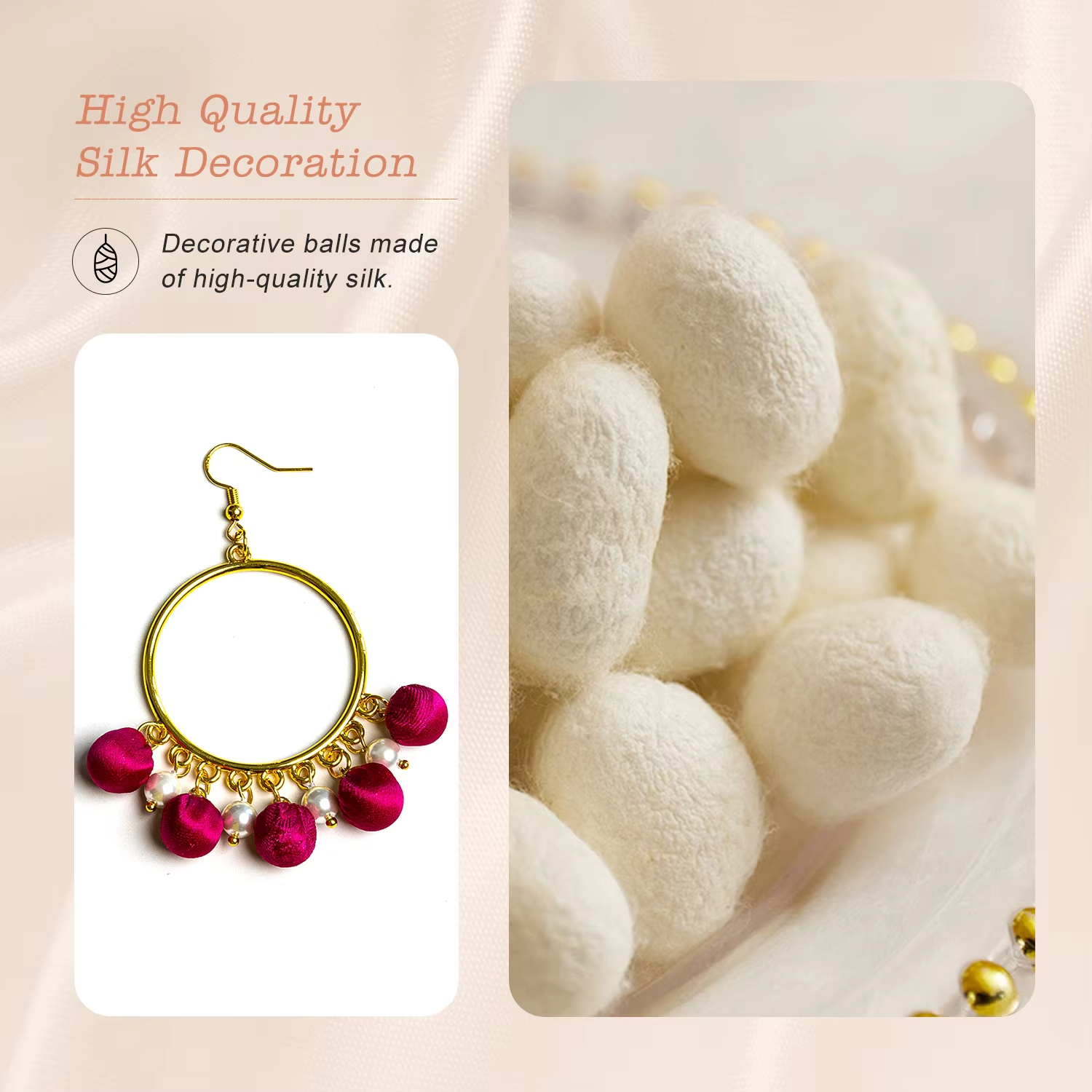 Best Selling Delicate Silk Multicolored Earrings Luxurious Style Silk Pearl Earrings For Party Collocation