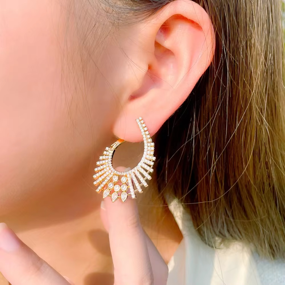 Best Selling Trendy Earrings Women Exquisite Versatile Euro American Style Fashionable Ear Ornaments For Date Office