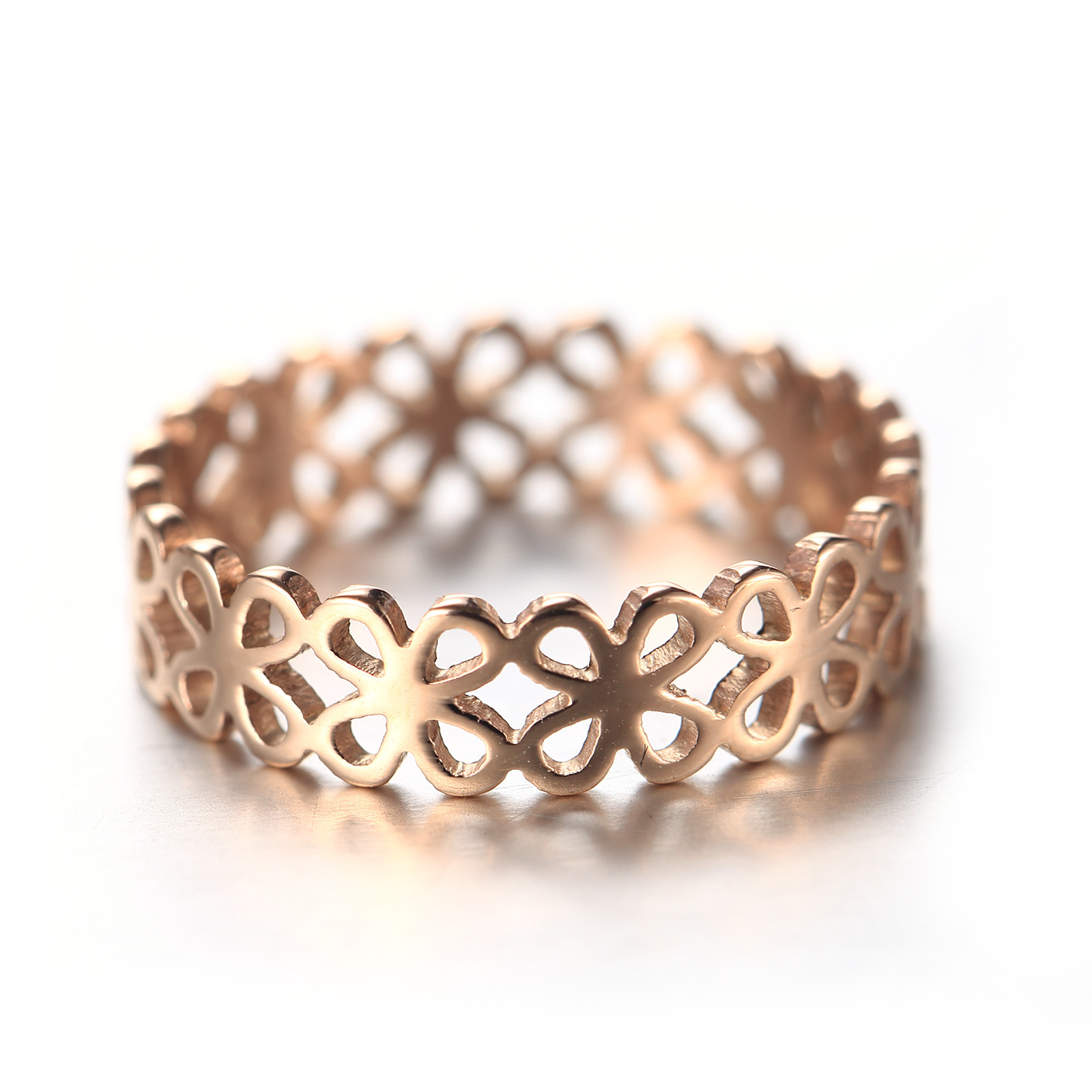 Blooming Lace Ring - Delicate Stainless Steel Cutout Floral Band | US Size 5-8
