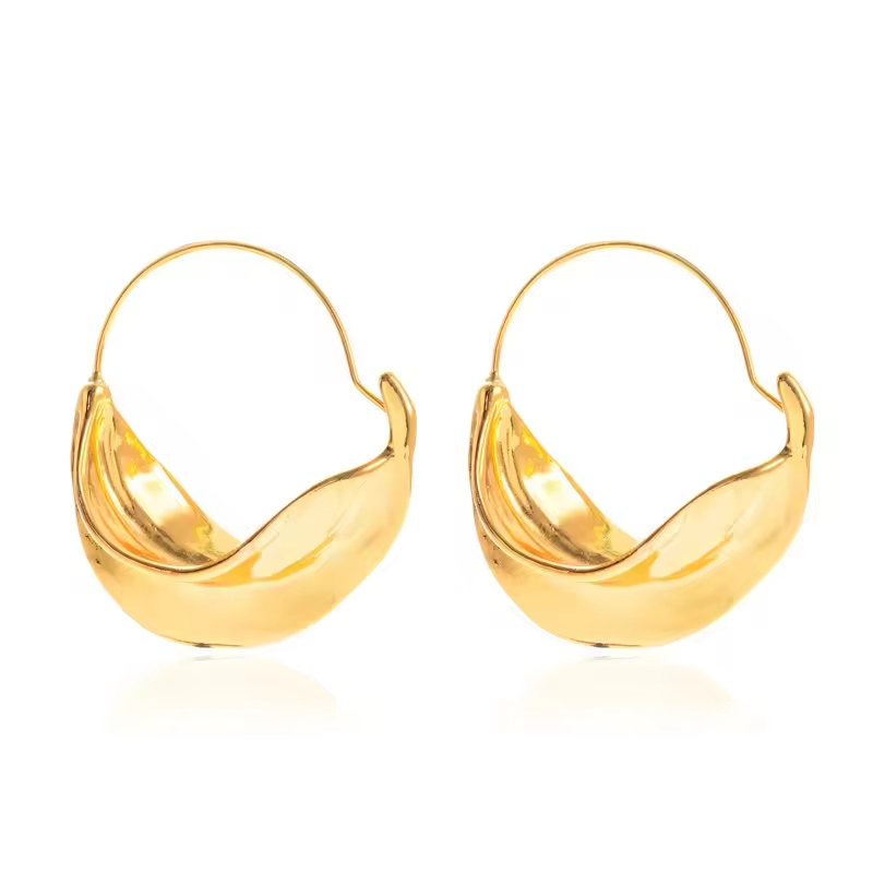 Bohemian Style Luxury Earrings Women Earring Simple Irregular Stainless Steel Hoop Flower Basket Women Earrings