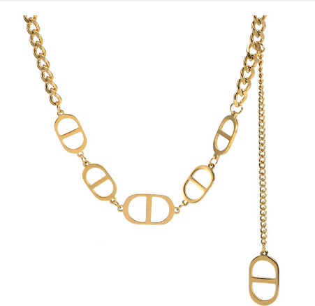 Bold Gold Letter Link Chain Necklace - Statement Jewelry for Women