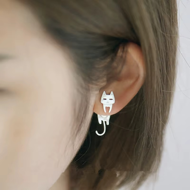 Cat and Fish Earring 925 Sterling Silver Earrings With High Quality Trendy Jewelry