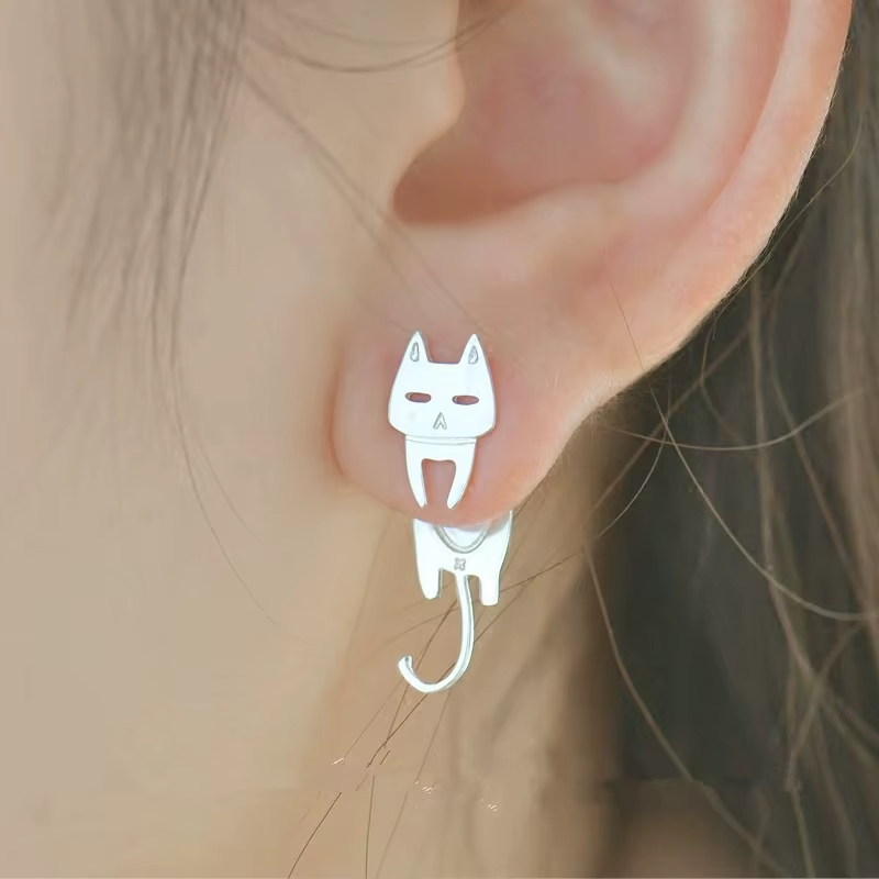 Cat and Fish Earring 925 Sterling Silver Earrings With High Quality Trendy Jewelry