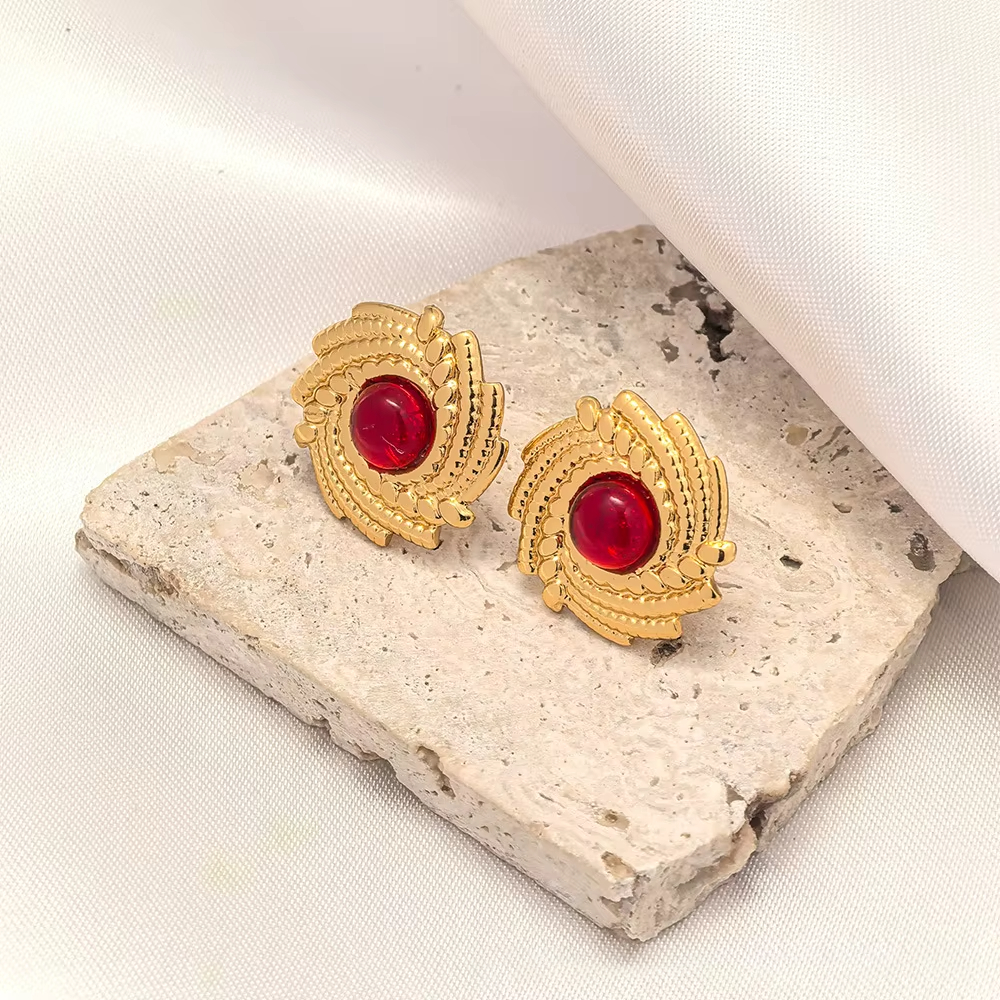 Chic Gold Plated Fashion Earrings, Waterproof Polish Stainless Steel Stud Earrings, Premium Fine Jewelry Earrings for Women