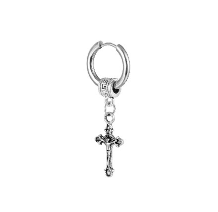 Stainless Steel Cross Hoop Earring Unisex Punk Gothic Faith Jewelry