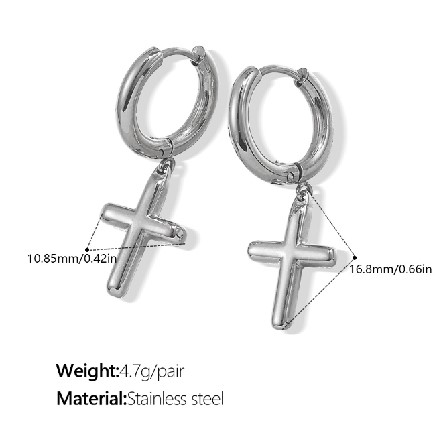 Stainless Steel Cross Hoop Earrings – Dangle Religious Jewelry for Men and Women