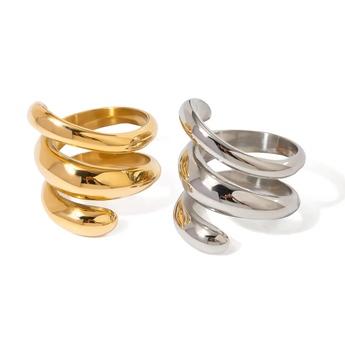 Chunky 18K Gold Plated Medieval Style Stainless Steel Ring – Unisex Bold Fashion Jewelry