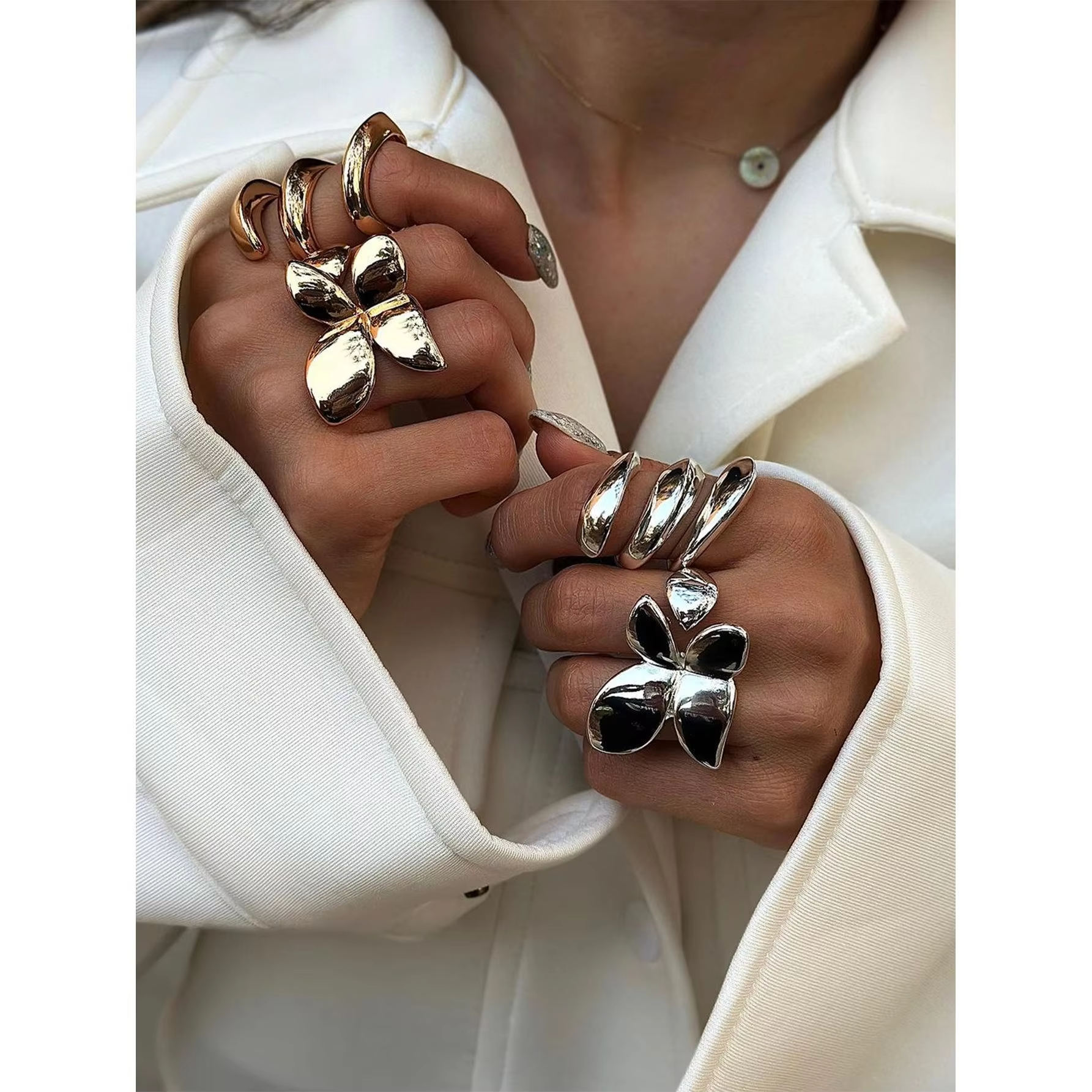 Chunky Spiral Rings – 18K Gold & Rhodium Plated Stainless Steel Designer Statement Jewelry