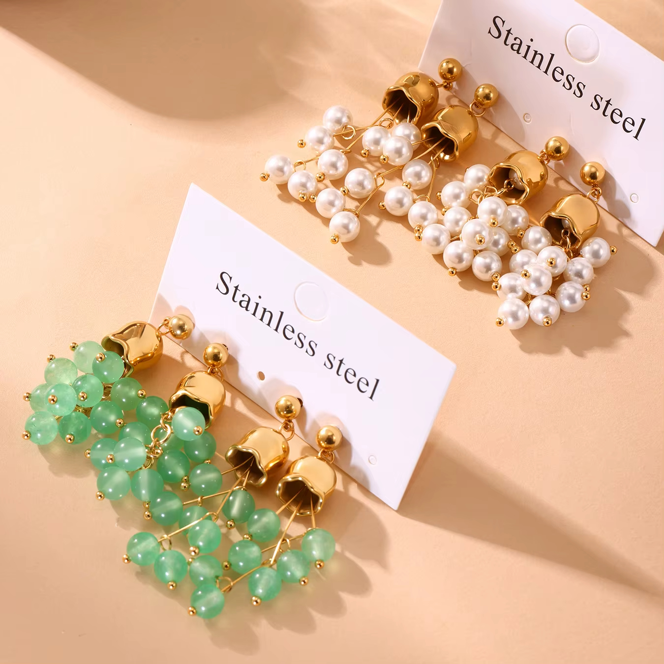 Classic Gold-Plated Drop Earrings Bezel Setting Bellflower Orchid Flower Elegant Fashion Accessory for Gift