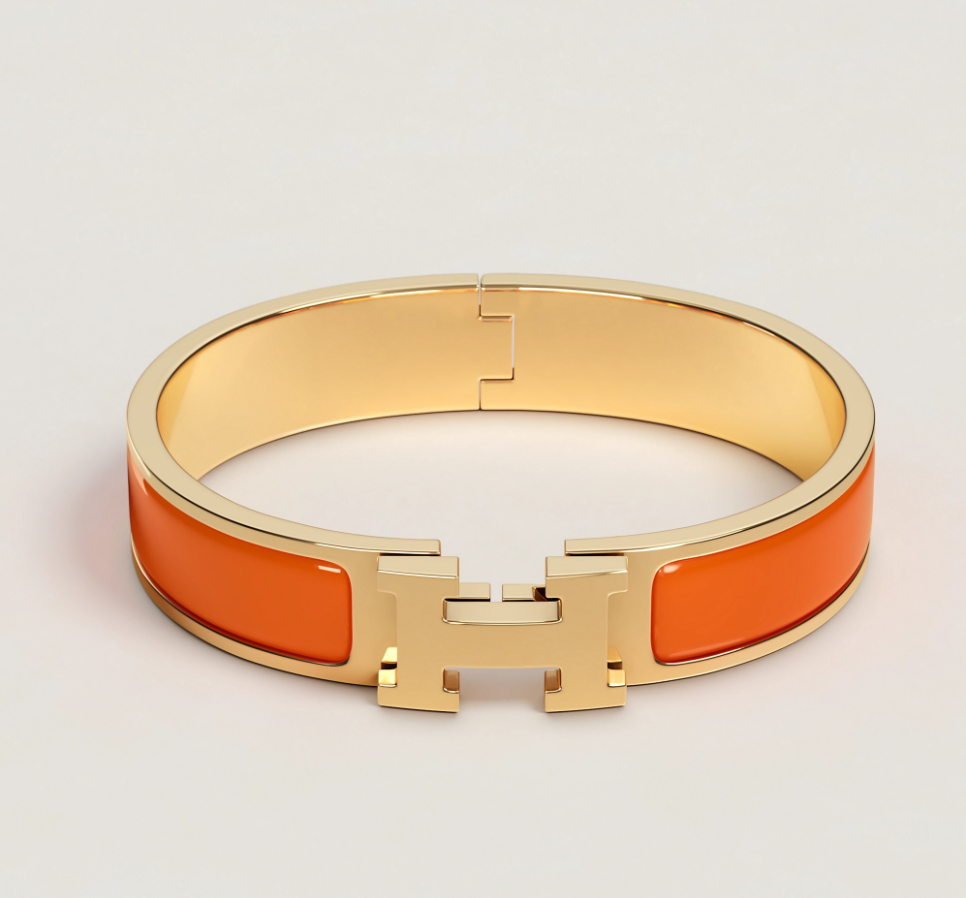 Clic H Bracelet Inspired Enamel Bangle for Women | Fashion Gold Plated Jewelry