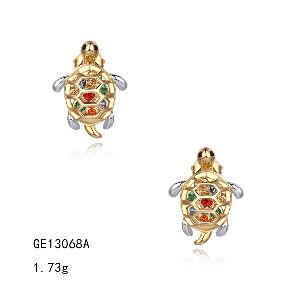 Colorful Gemstone Earrings Pendant Sea Turtle Jewelry Sets for Women