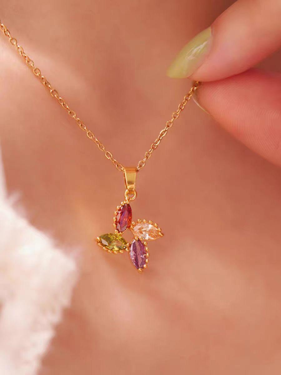 Colorful Petal Pendant Necklace – Gold Plated Floral Charm