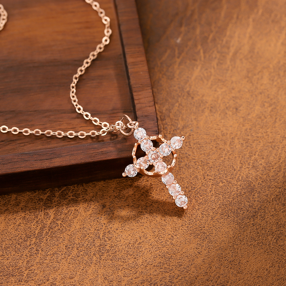 Colorful Zircon Cross Necklace stainless steel Gold Silver Pendant Chain for Women Sparkling cross jewelry