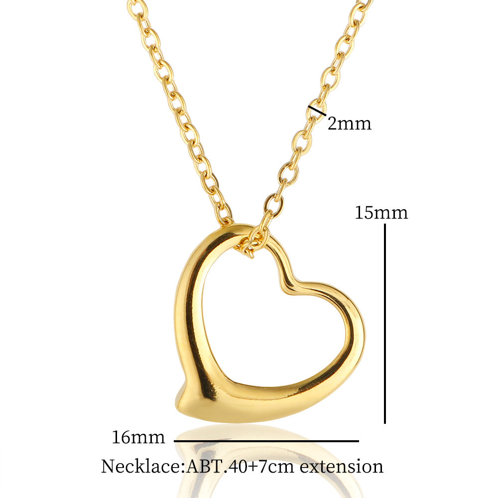 Couple Heart Necklace 18K Gold Plated Stainless Steel Jewelry Necklace for Women Valentine's Day Gift