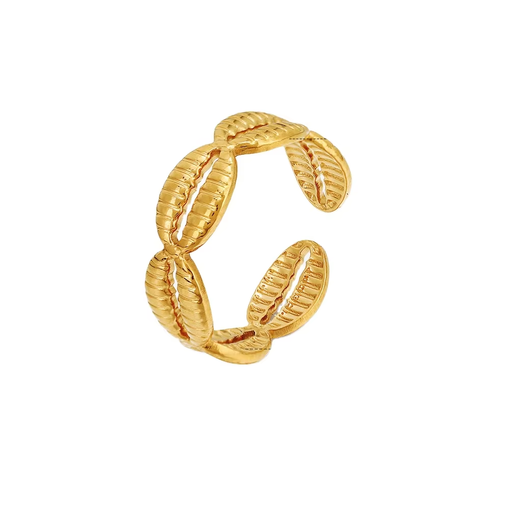 Creative Adjustable Stainless Steel Leaf Ring – European American Style Fashion Jewelry